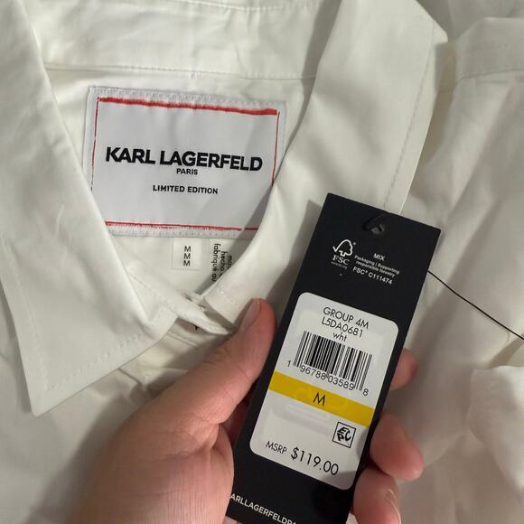 Karl Lagerfeld Paris Limited Edition Floral Cutout Top in White, M - Picture 4 of 5